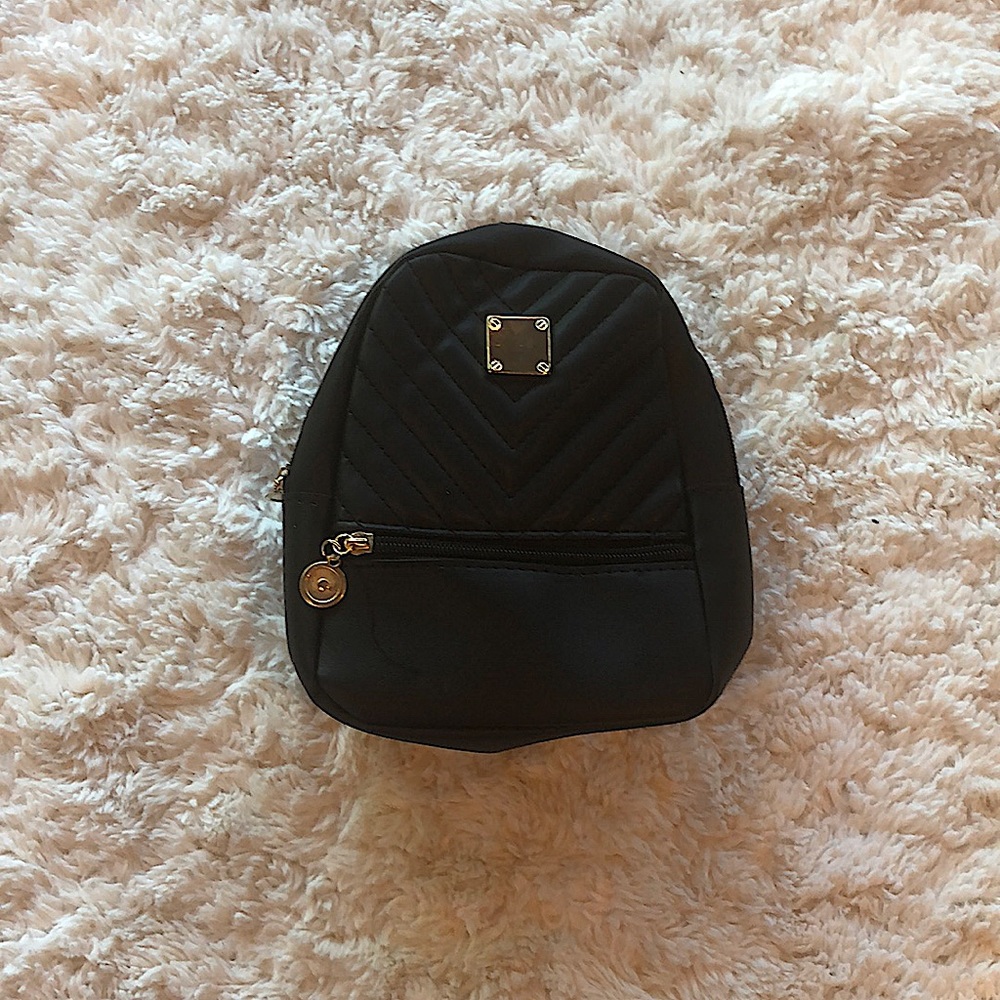Mini black back pack with design on front🌟